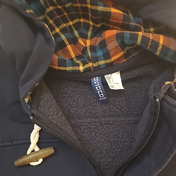 Divided by H&M Navy Duffle Hoodie Hook Eye Zipper Coat - Picture 2 of 9